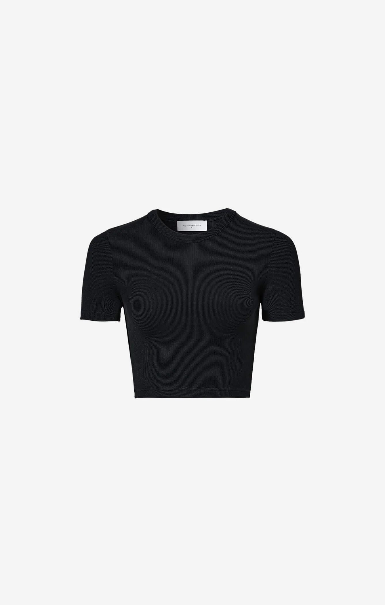 THE LUXE RIB BABY CROP TEE - BLACK - Image 6