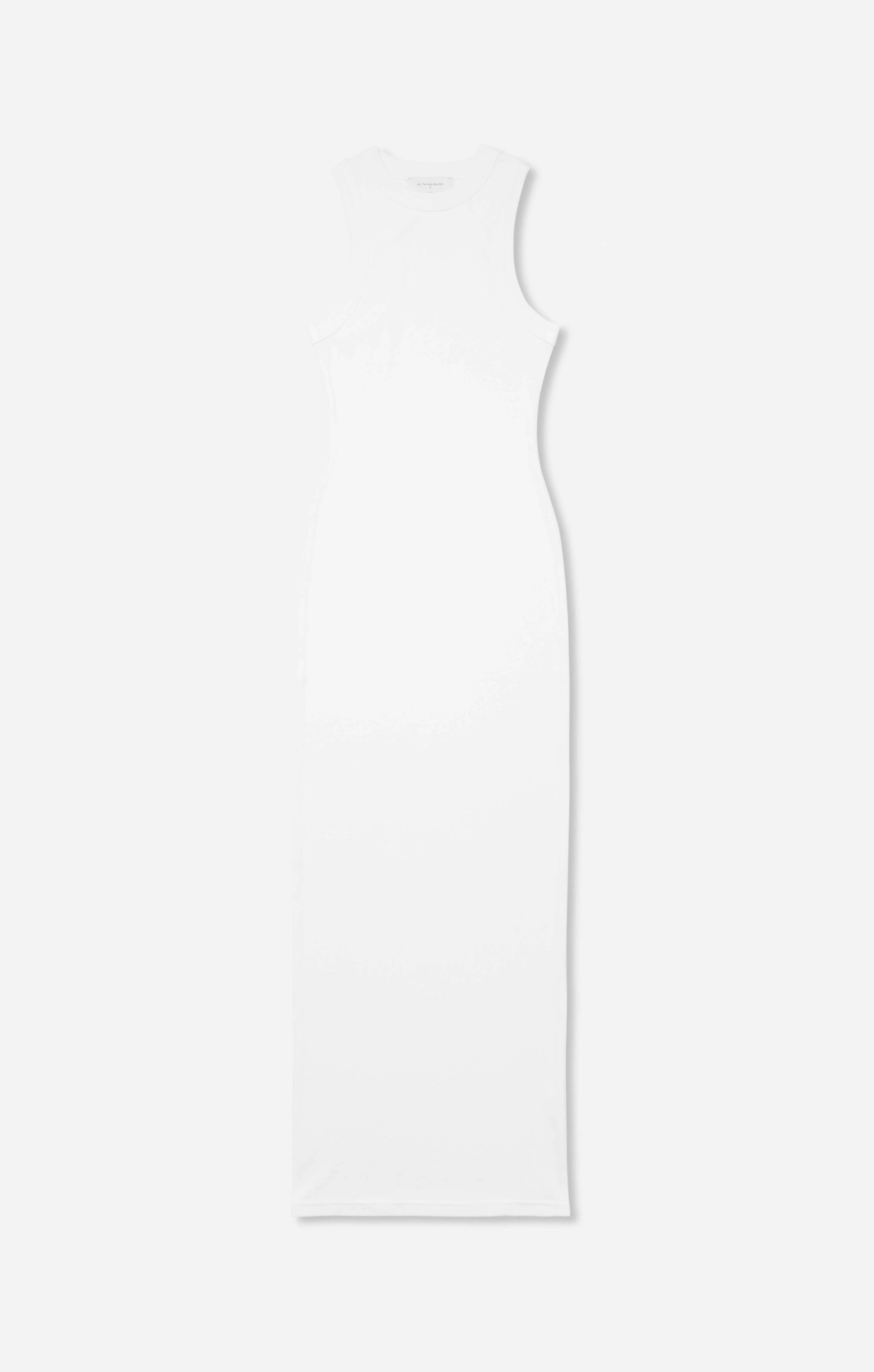 THE LUXE RIB HIGH NECK MIDI DRESS - WHITE - Image 6