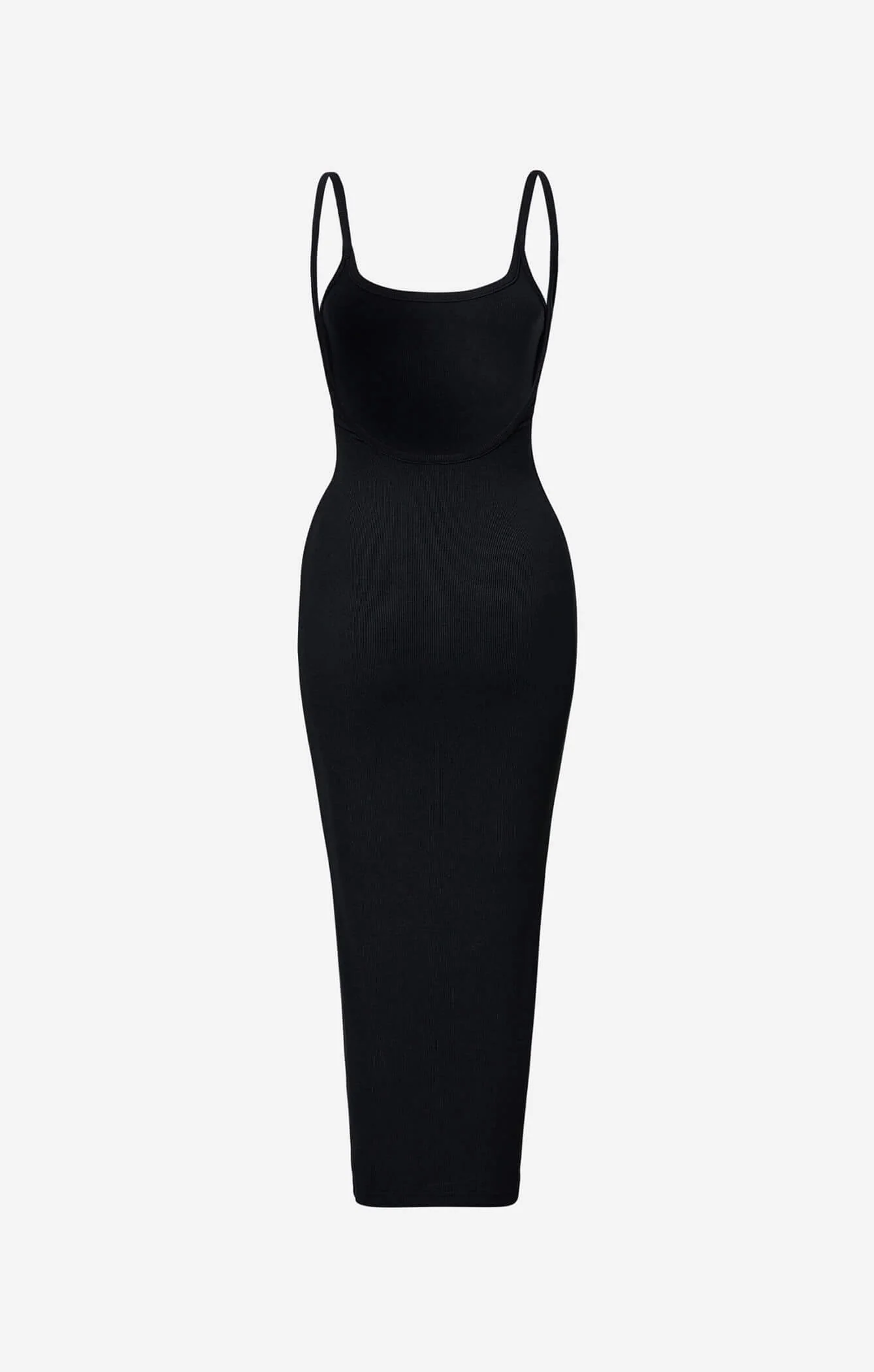 THE LUXE RIB LOW BACK MIDI DRESS - BLACK - Image 4