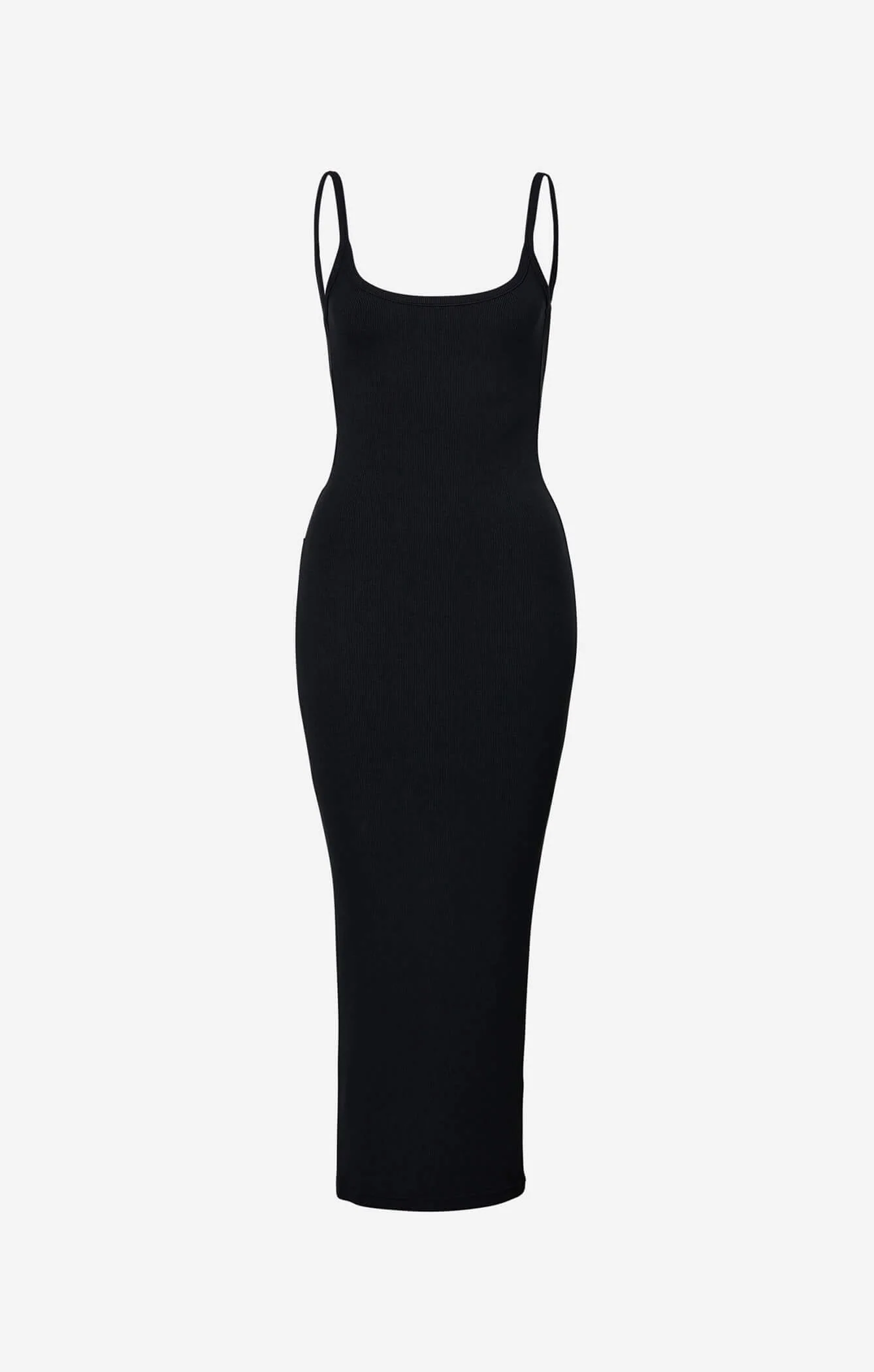 THE LUXE RIB LOW BACK MIDI DRESS - BLACK - Image 5